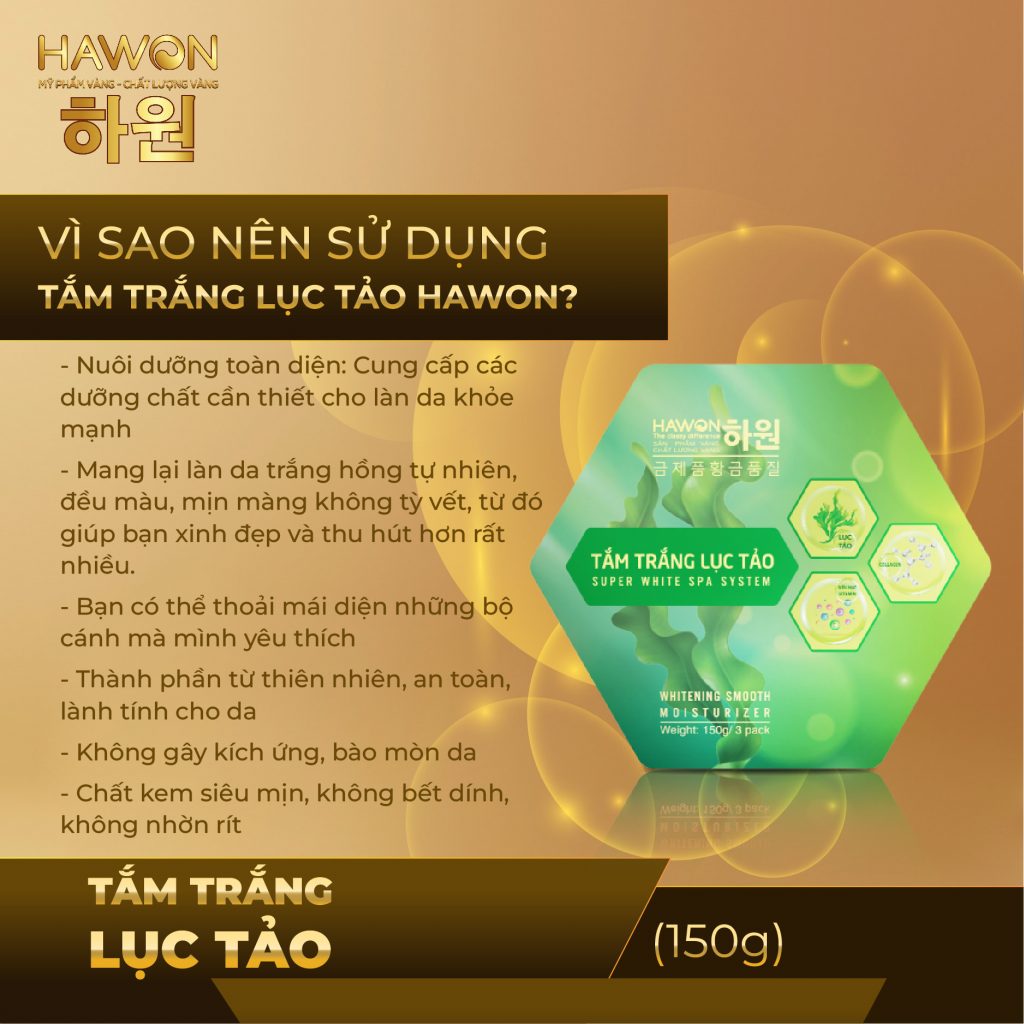 Tắm Trắng Lục Tảo Nâng Tông Trắng Da Tức Thì Super White HAWON - 150g