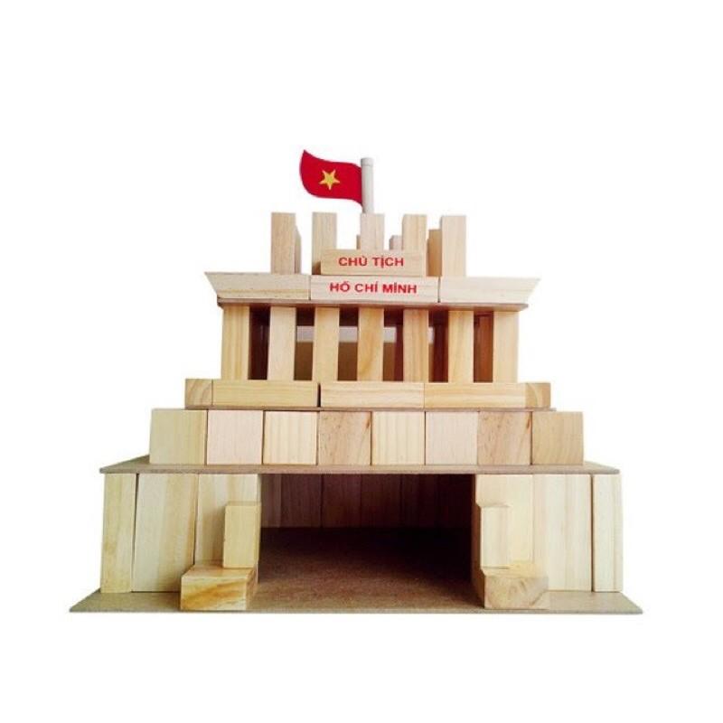 Đồ chơi xếp hình xây dựng lăng Bác, đồ chơi lắp ghép chi tiết gỗ xếp các mô hình tư duy sáng tạo cho bé