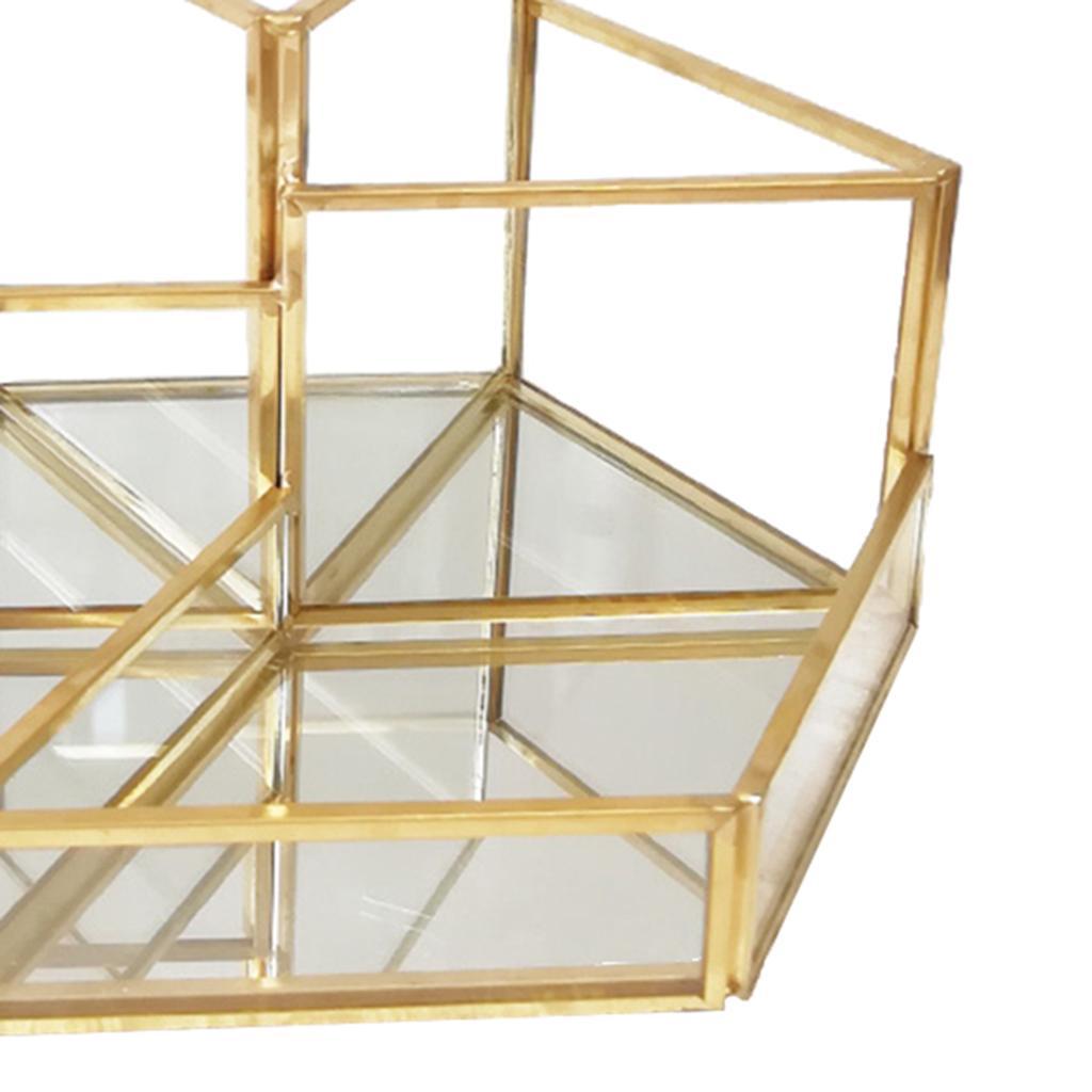 2pcs Makeup Organizer Clear Glass Cosmetic Drawers Holder Case Box Storage