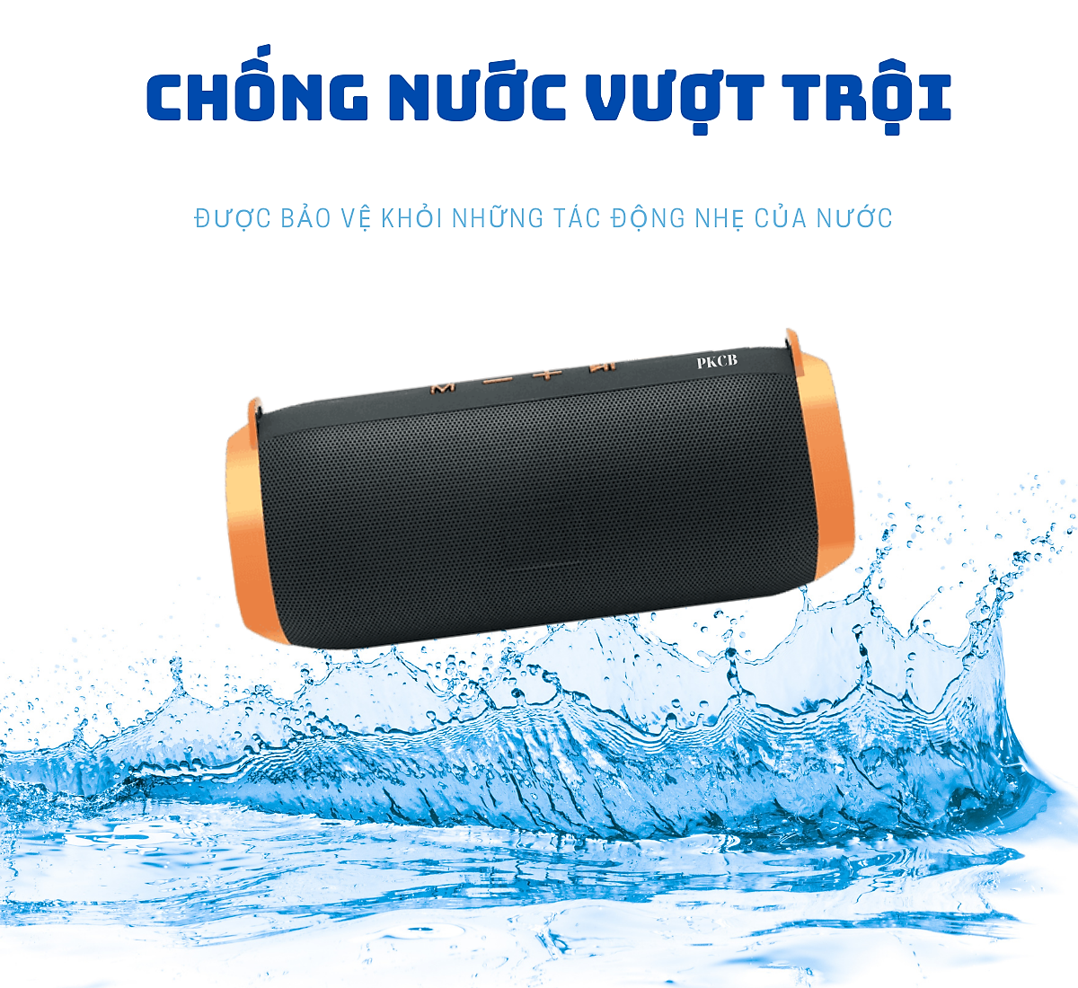 Loa bluetooth nghe nhạc PKCB công suất lớn Super Bass chống nước IPX5 - Hàng chính hãng