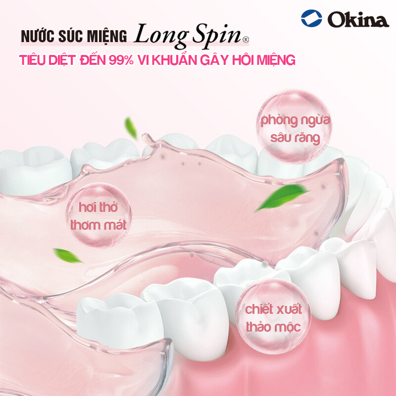 Nước súc miệng bỏ túi OKINA dòng LONG SPIN ROSE Nhật Bản hương Hoa Hồng – Hộp 42 hũ x 14ml