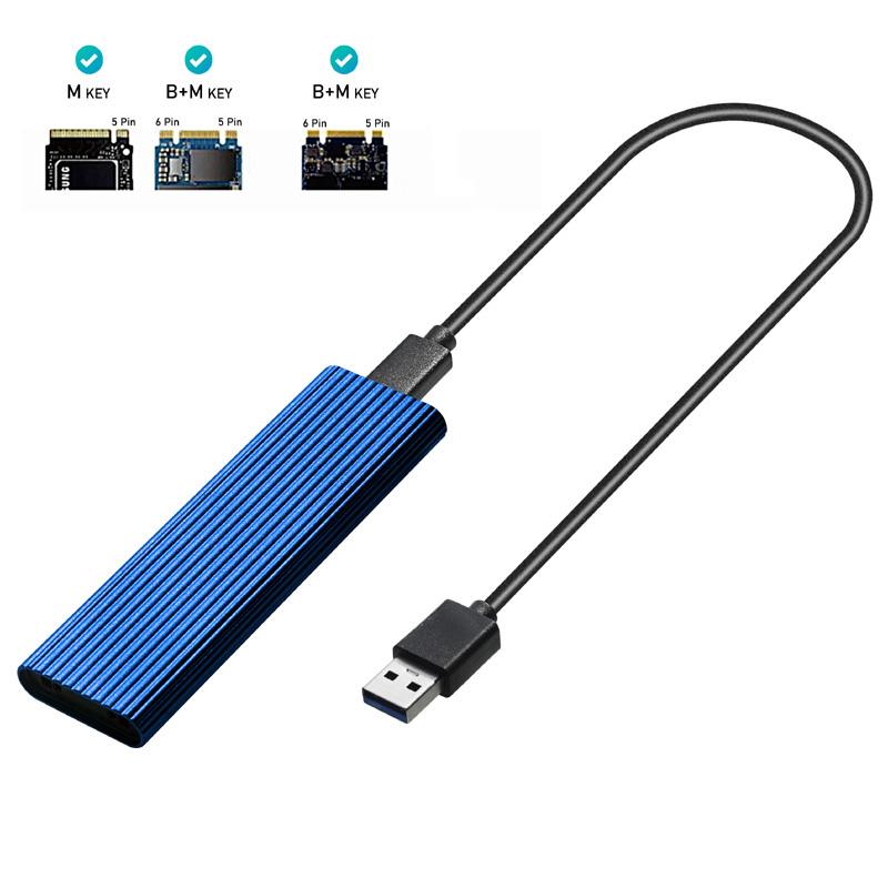 Trường hợp M2 SSD NVME bao vây M.2 sang bộ chuyển đổi USB SSD cho NVME PCIE NGFF M.2 SATA SSD M/B M Key 2230/2242/2260/2280 M2 Giao thức kép