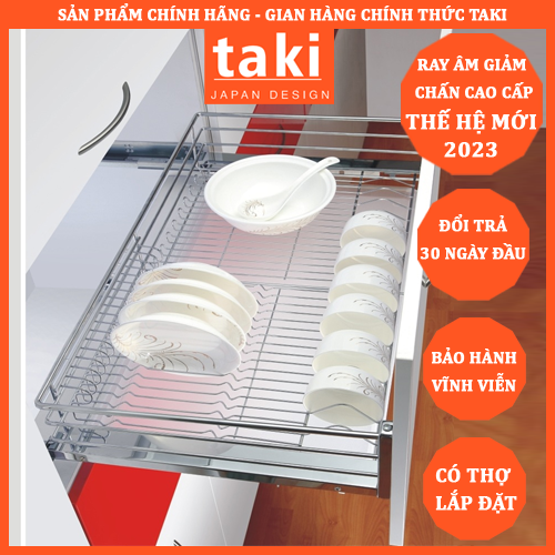 Giá Úp Bát Đĩa, Kệ Đa Năng Tủ Bếp Dưới NAN DẸT INOX 304 Ray Âm Giảm Chấn Cao Cấp - Bảo Hành Vĩnh Viễn - Có Thợ Lắp Đặt