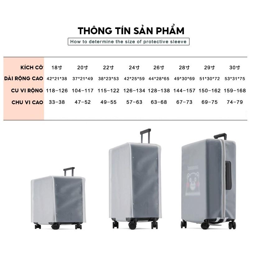 Bọc Vali Trùm Che Bụi Bẩn Chống Mưa Chống Thấm Tốt Nhựa Eva Màu Trắng Nhám Cao Cấp LT004 LT-004