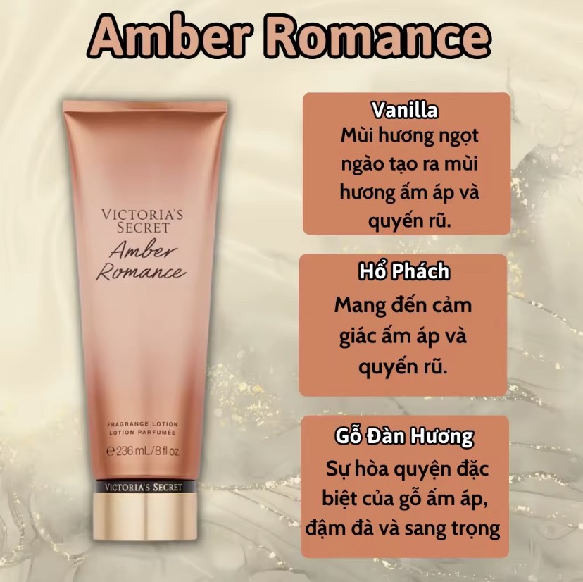 Victoria Secret Amber Romance Chính Hãng - Body Mist Victoria Secret 250ml &amp; Lotion Victoria Secret 236ml Chính Hãng