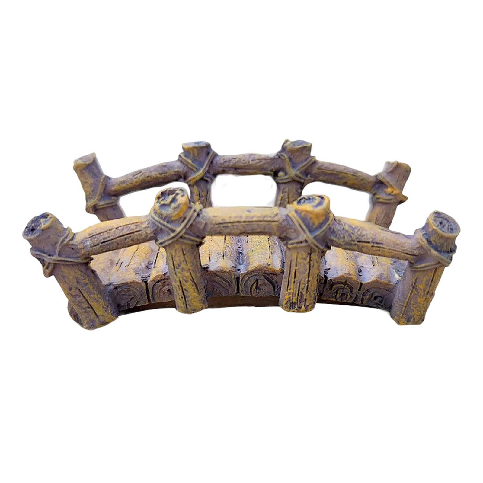 Small Bridge Fish Tank Ornament Miniature Garden Decoration Mini Artificial Bridge Miniature Bridge with Side Rails for Desktop Decoration