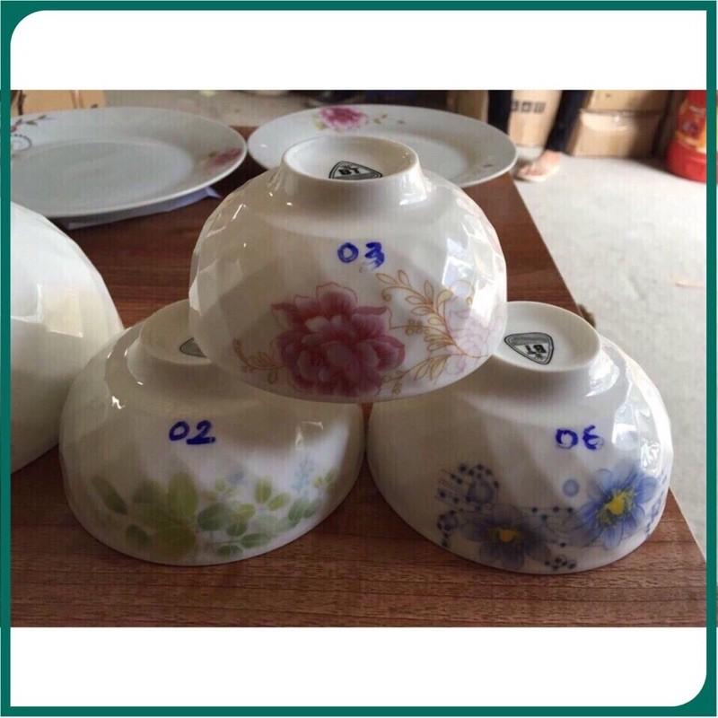 Hộp 10 Bát ăm cơm sứ hoa 3d chống trơn,chống nóng hàng đẹp