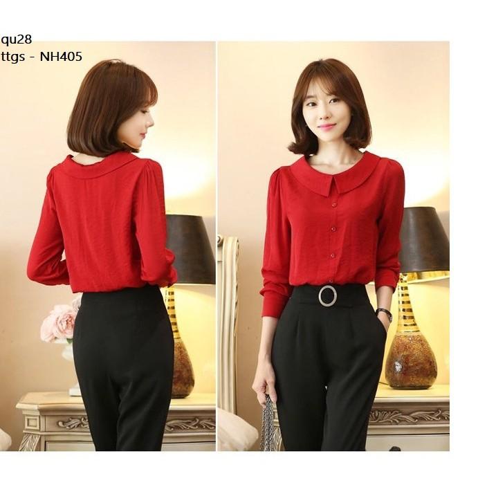 NH405 ÁO NỮ CỔ SEN DÀI TAY