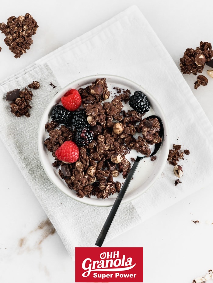 Giảm Cân Ngũ Cốc Tăng Cơ Giàu Năng Lượng  Chocolate Đen - Super Power (Ohh - Granola) Tiêu Chuẩn FDA Hoa Kỳ, Hộp 250g