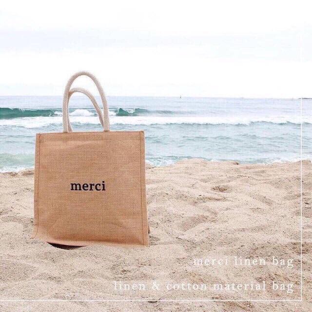 MVP2276 Túi cói đi biển túi cói MERCI hot hit
