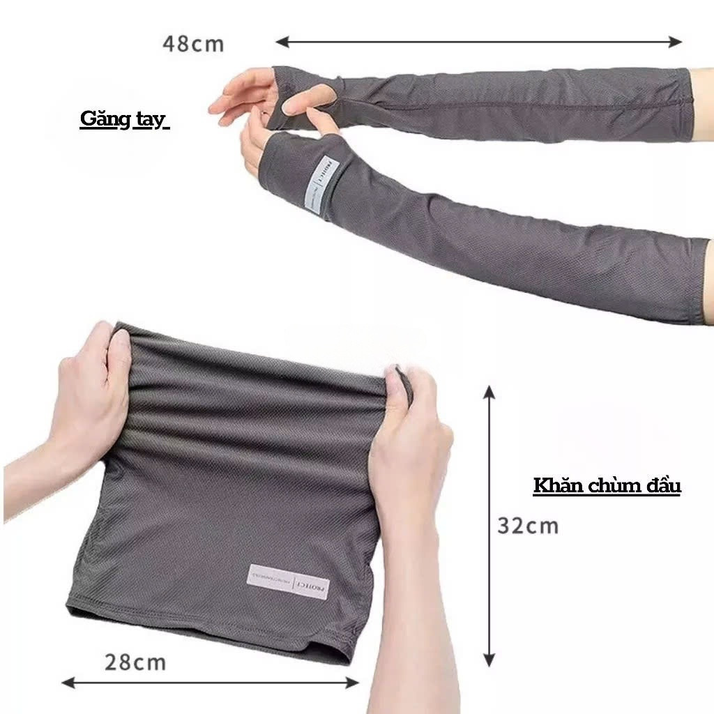 BỘ Găng Tay Bao Tay Ống Chống Nắng Cao Cấp Unisex MÀU XÁM
