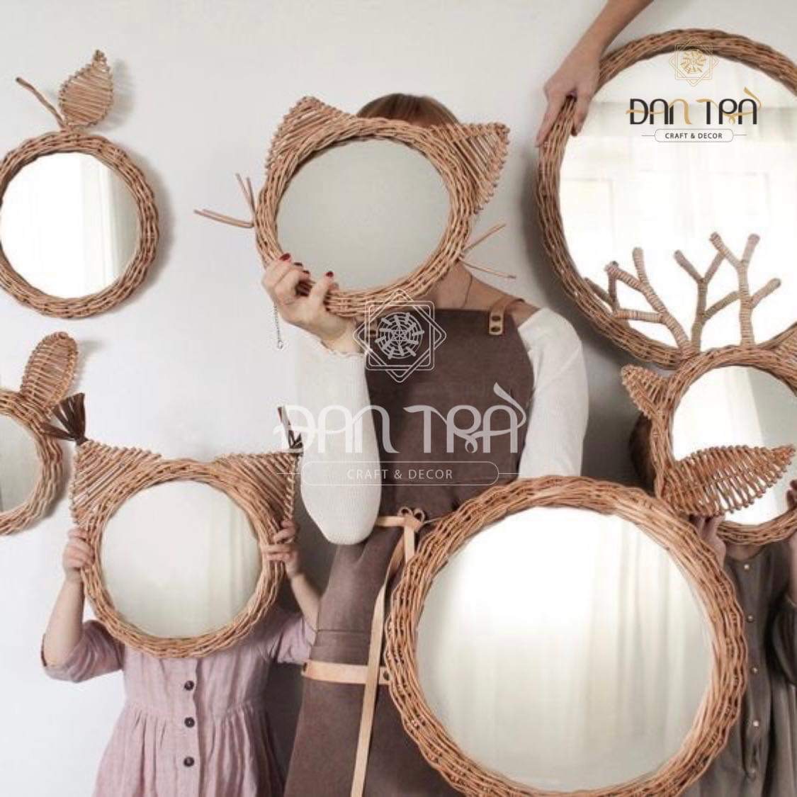 Gương Mây Decor Đan Trà- Đồ Decor Mây Tre Đan