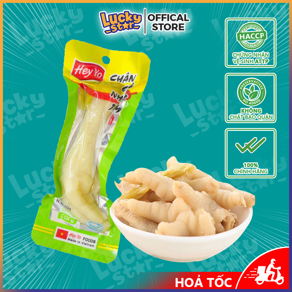 Chân gà cay sả ớt Việt Nam - đồ ăn vặt siêu ngon gói 40g, chân gà sạch Hey Yo đảm bảo ATTP