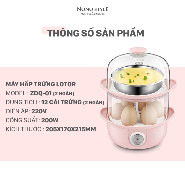 Máy Hấp Trứng Mini (2 Ngăn) LOTOR ZDQ-01 - Hàng Chính Hãng