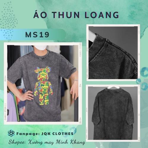 Áo thun tay lỡ Bearbrick nam nữ loang đen chất liệu cotton 100% cao cấp phối dáng unisex