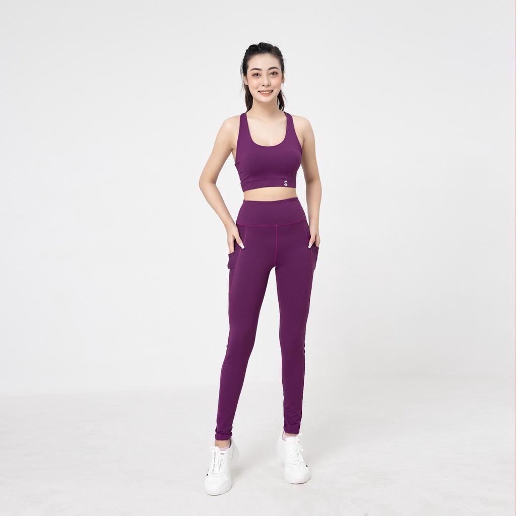 Bộ đồ tập yoga gym aerobic nữ chuyên nghiệp áo bra 2 lớp phối legging nâng mông tôn dáng