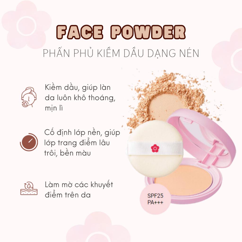 Phấn Phủ Kiềm Dầu Daisy Doll 01 (Màu Light Ocher) Nhật Bản Dạng Nén Chống Thấm Nước Kiểm Soát Dầu 10g SPF 25 PA+++