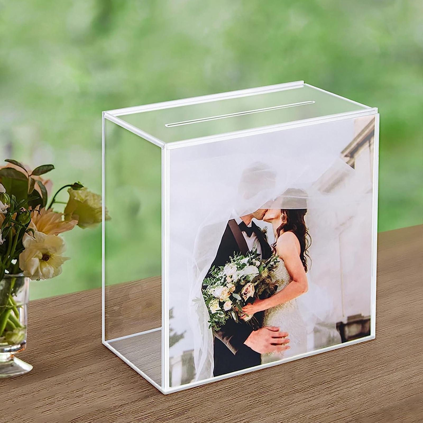 Wedding Cards Box, Wedding Cards Holder, Acrylic Clear Envelope Card Box, Post Gift Box Holder with slot Table Centerpiece
