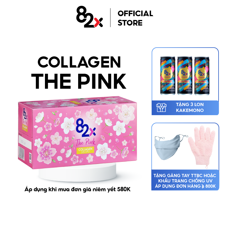 (LỐC 10 CHAI) 82X The Pink Collagen 100ml Hàm Lượng 1000mg Collagen, Nước Uống Đẹp Da Tràn Năng Lượng Đến Từ Nhật Bản