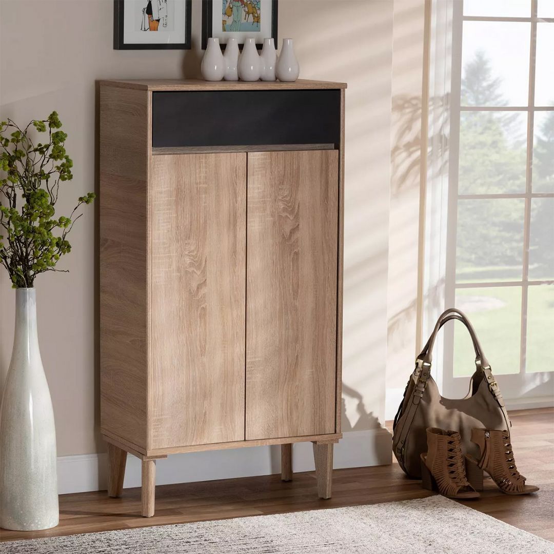 Kệ để giầy gỗ hiện đại SMLIFE Ronde | Gỗ MDF dày 17mm chống ẩm | D70xR35xC120cm