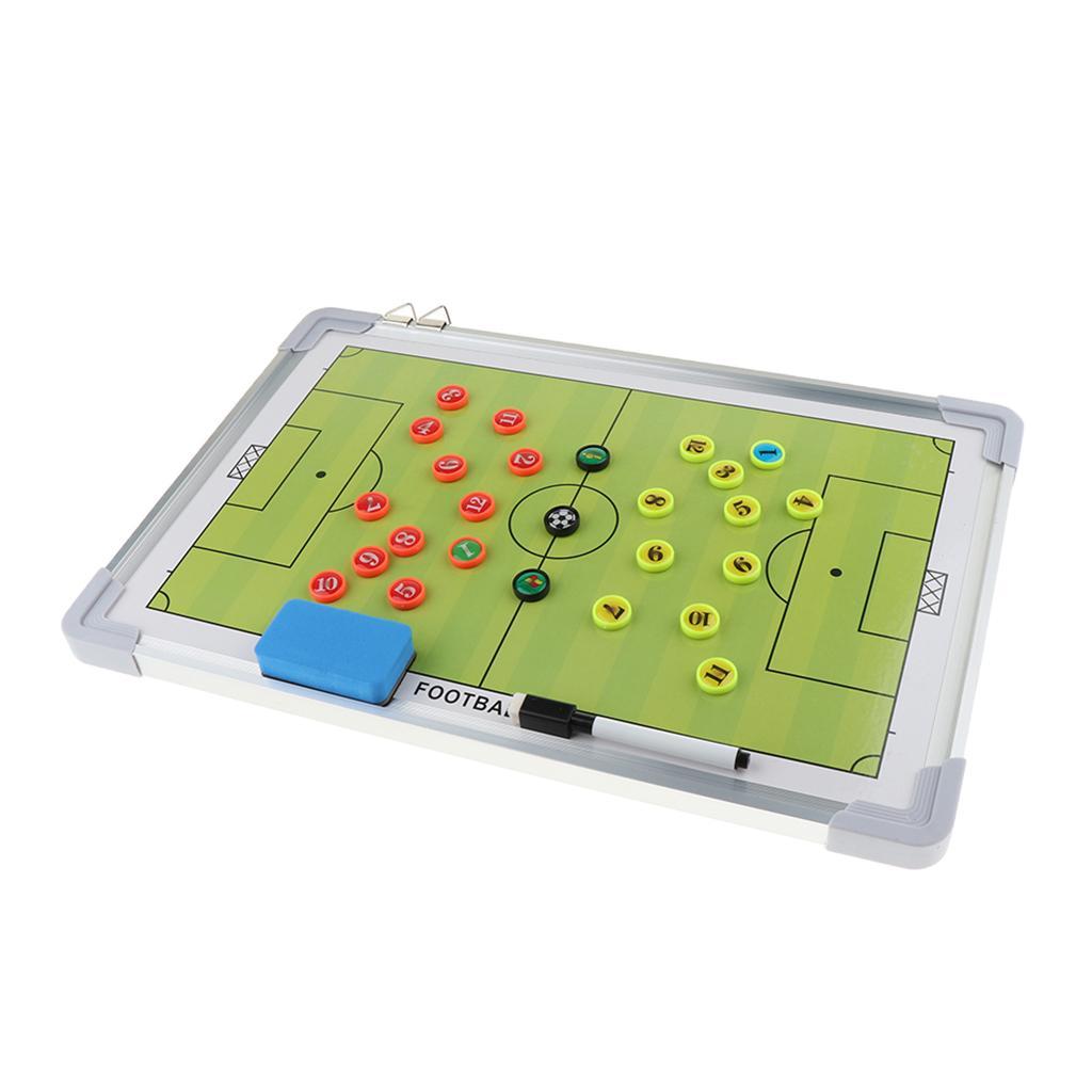 Magnetic Soccer Coaching Board, Football Strategy Teaching Clipboard with Dry Erase and Marker Pen + Lanyard Coaches Whistle