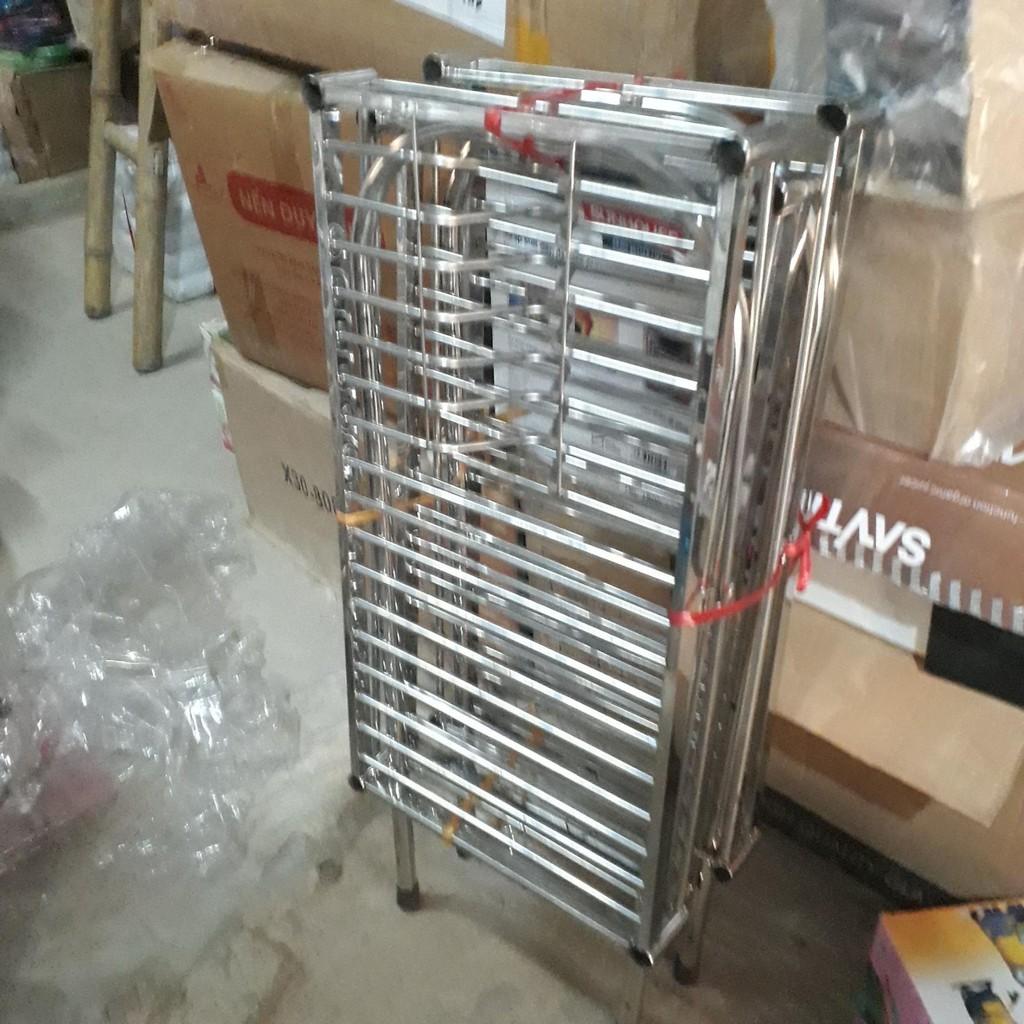 Kệ inox ống 3 tầng để bát đĩa 73×65×33cm - Gia dụng Dũng Hà