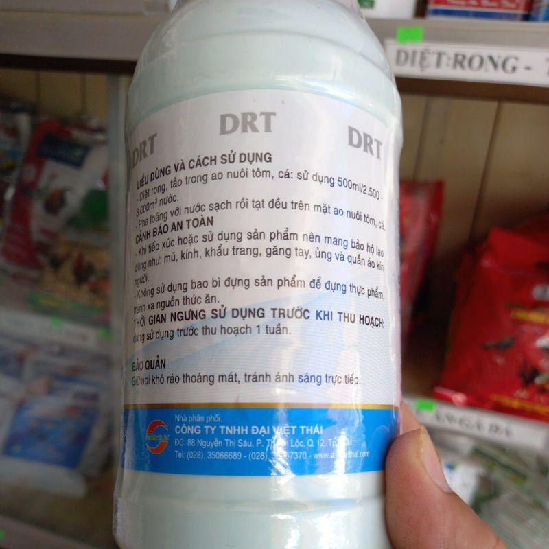 DRT diệt rong tảo, hiệu quả sau 24H, An toàn cho Thủy sản nuôi trong nước, dùng được cho nước ngọt và mặn, 1 chai 500ml