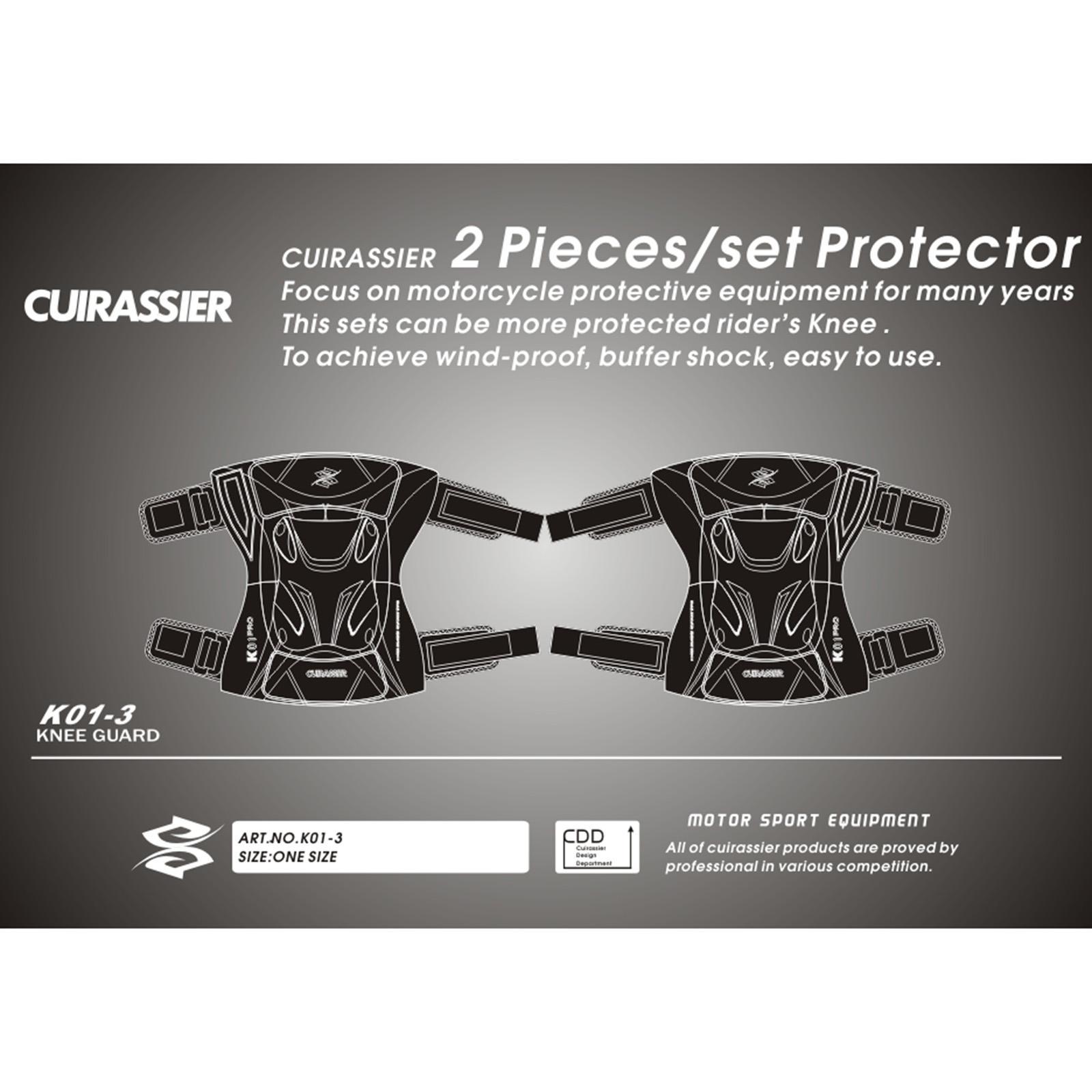 2x Motorcycle Knee Pads K01-3 for Motocross Racing Reflective Black