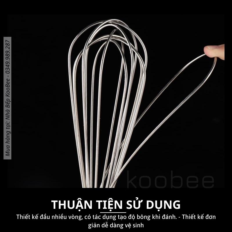 Cây đánh trứng cầm tay Inox - Đồ đánh trứng bằng thép không gỉ sáng bóng bền đẹp KooBee (PKB02)