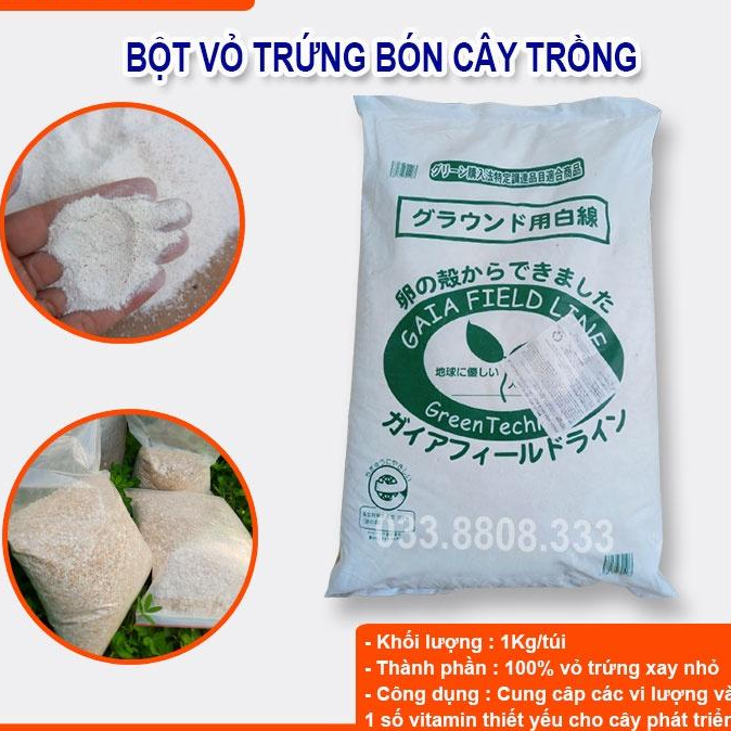 3KG Bột Vỏ Trứng Gà Nhật Bản - Bổ Sung Canxi Giúp Cây Khỏe Mạnh Chống Rụng Hoa, Quả