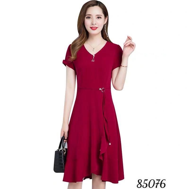 Đầm voan xếp tà dài sang trọng quý phái