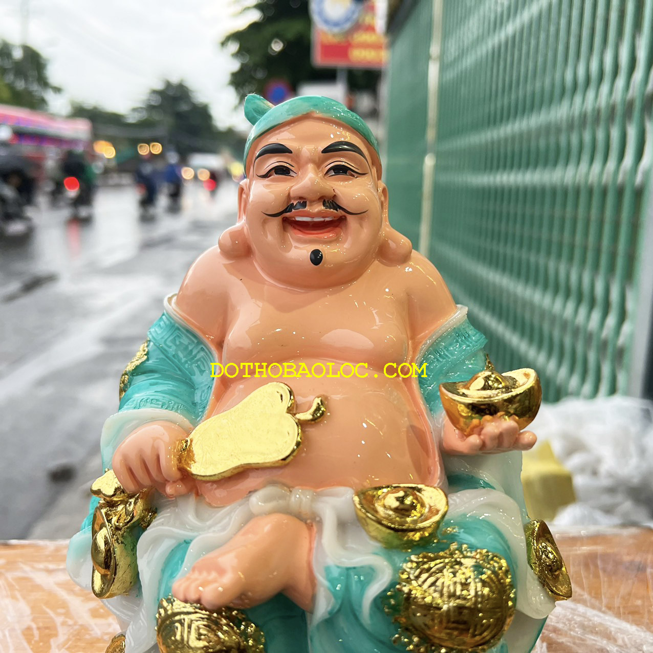 Tượng Thần tài Thổ Địa đá Việt Nam cao 22cm – Xanh