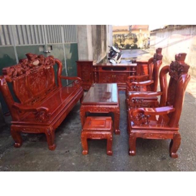 Bộ ghế ghê đỉnh gỗ sà cừ tay 10