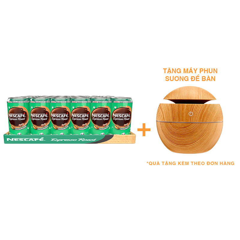 [Tặng Máy Phun Sương Để Bàn] Thùng 30 Lon Cà phê uống liền NESCAFÉ Espresso Roast (lon 180ml)