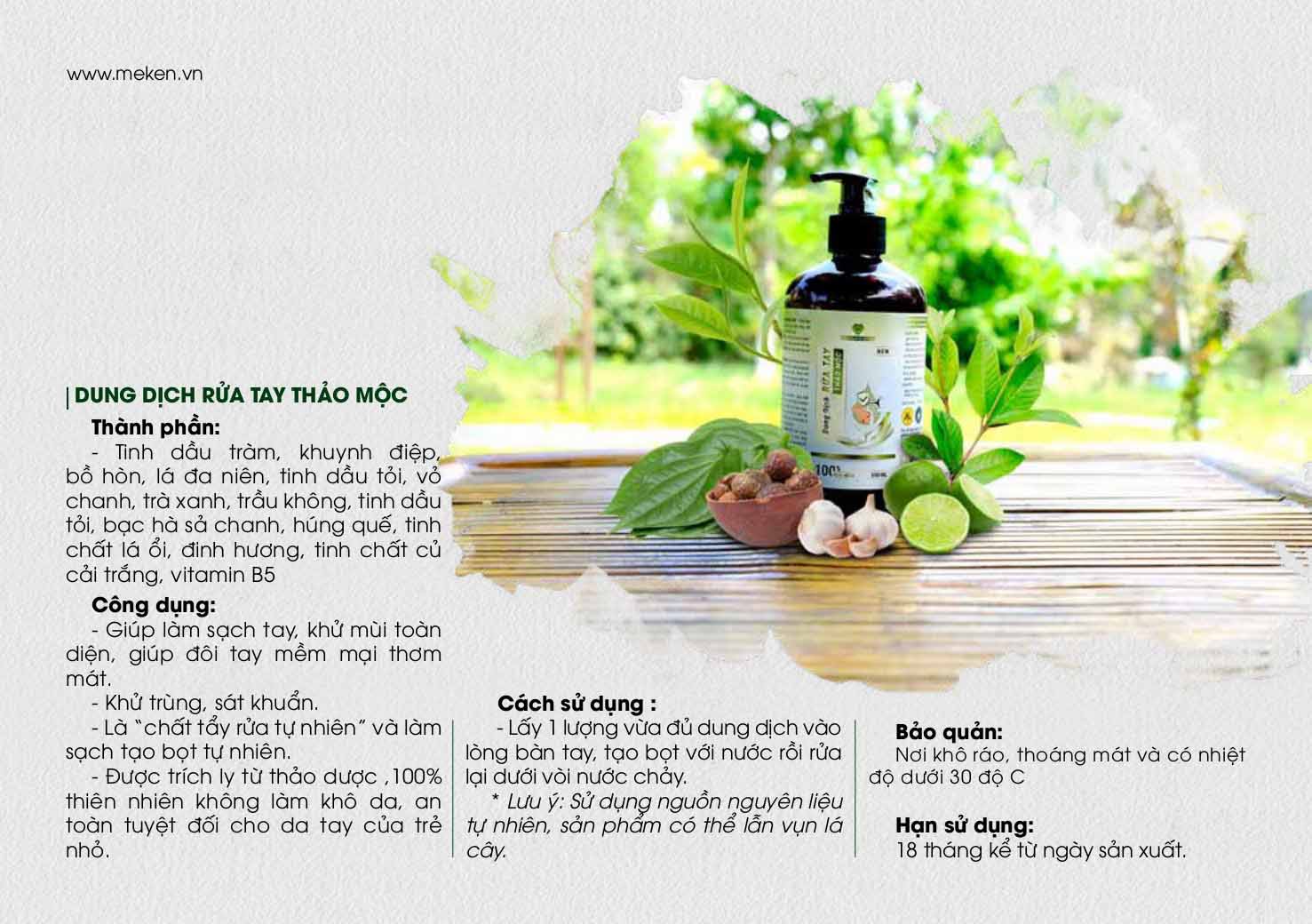 Dung Dịch Rửa Tay Thảo Mộc Mẹ Ken (500ML)