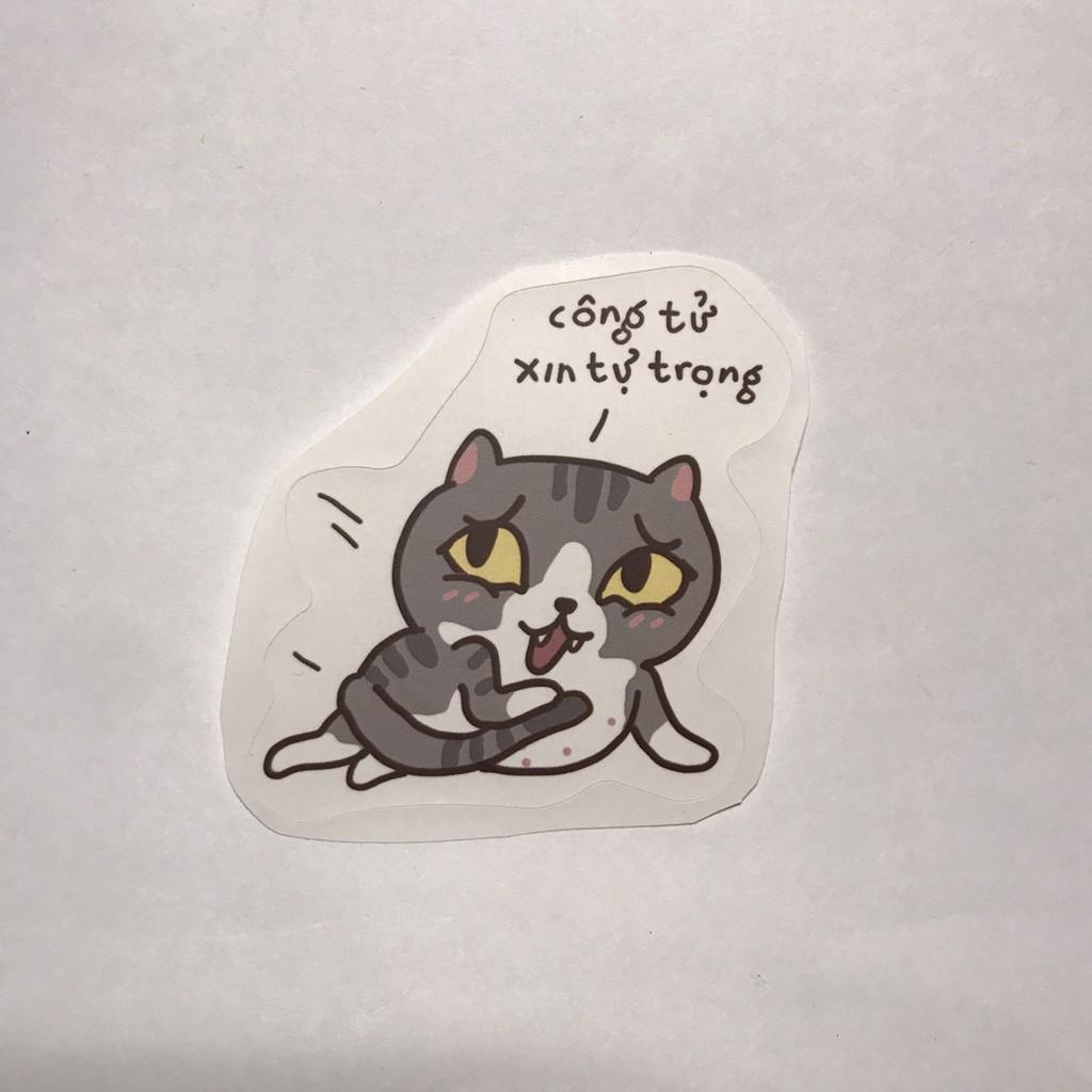 Bộ 6 miếng sticker decal dán Mèo Pippi l Hình dán Mèo Pippi l Zip A1