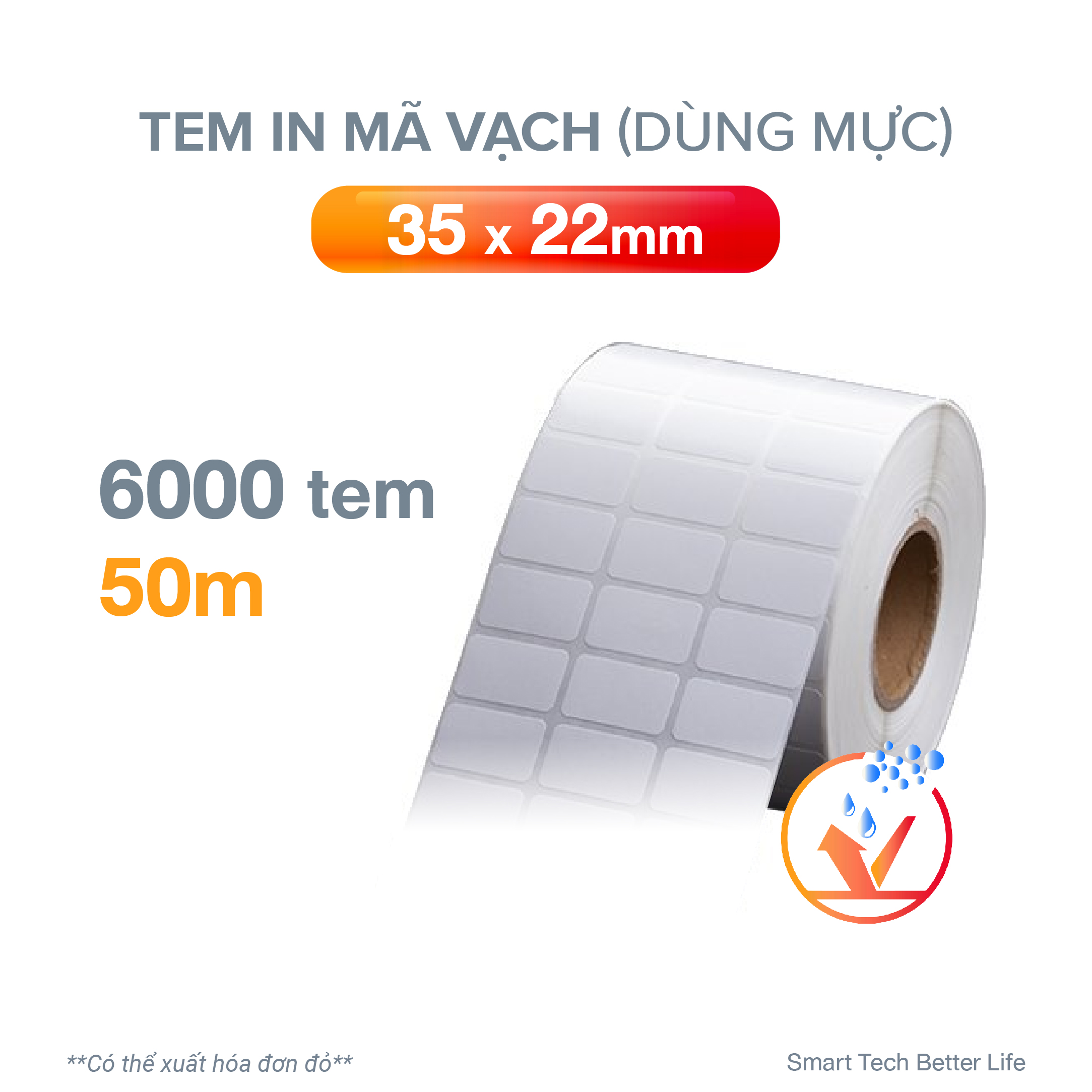 Tem in mã vạch VAYO 35x22mm, 3 tem/hàng (dùng mực), in barcode sản phẩm