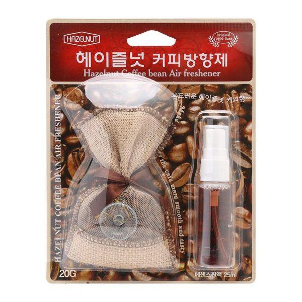 Túi hạt Cafe treo ô tô khử mùi giảm say xe Hazelnut Korea -Kèm lọ tinh dầu 20ml