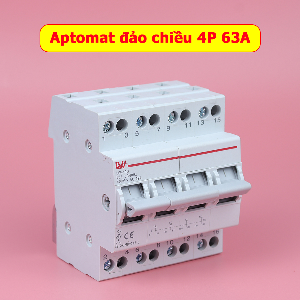 Át đảo chiều 4P Bộ chuyển nguồn điện LW 419G 4P 63A cho điện 3 pha