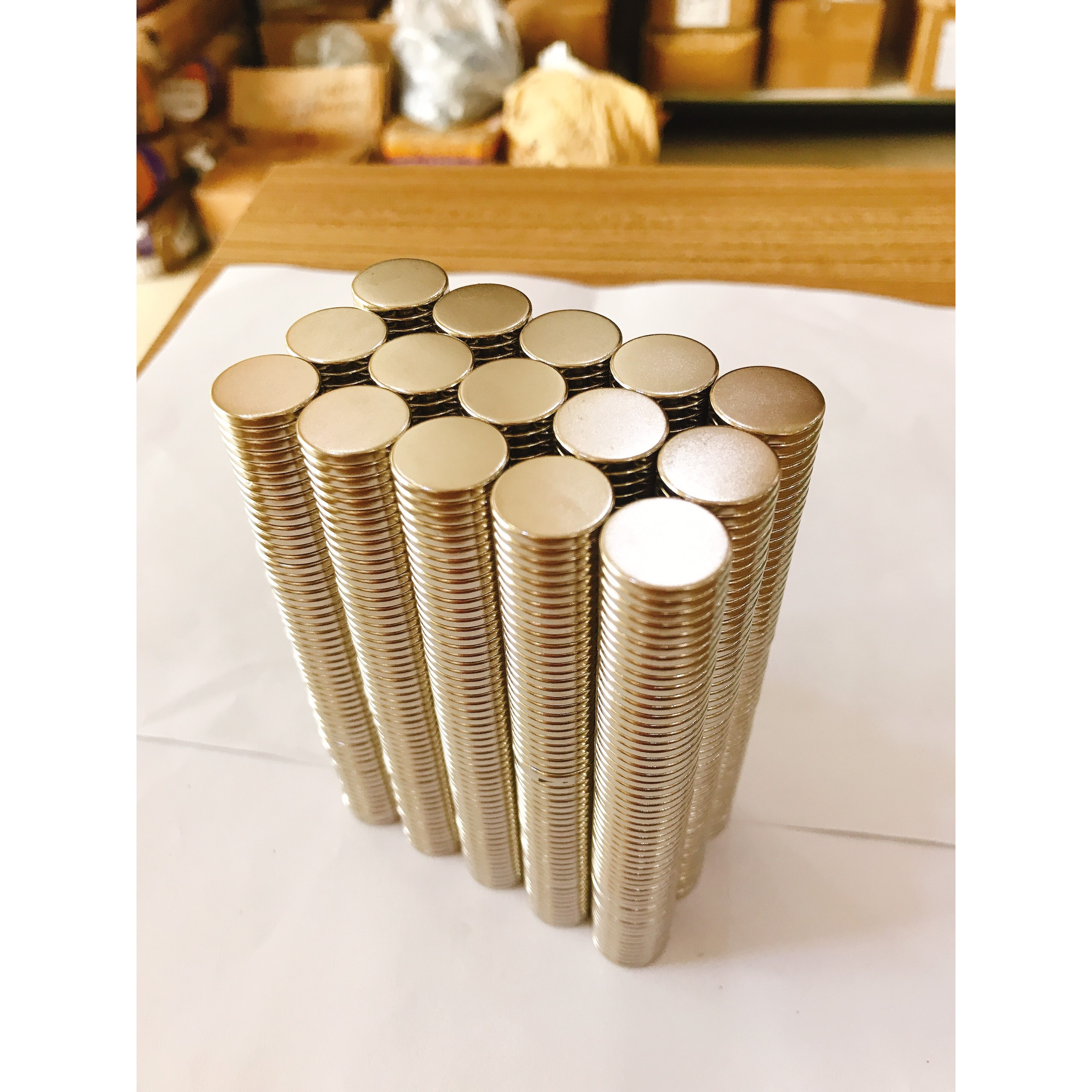 50 Viên Nam Châm Đất Hiếm Loại Tròn 15x2mm Mạ Niken Lực Từ N35 Cực Mạnh