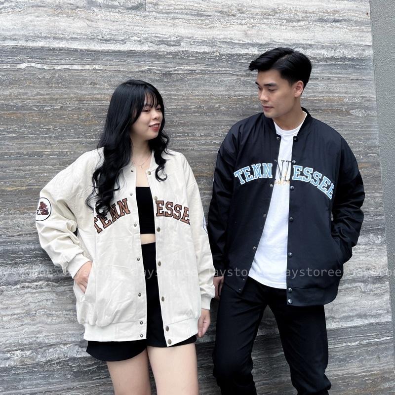 Áo Khoác Kaki BOMBER TENNESSEE Form Rộng Tay Dài Ulzzang màu KEM/ĐEN ️/Nam Nữ Unisex