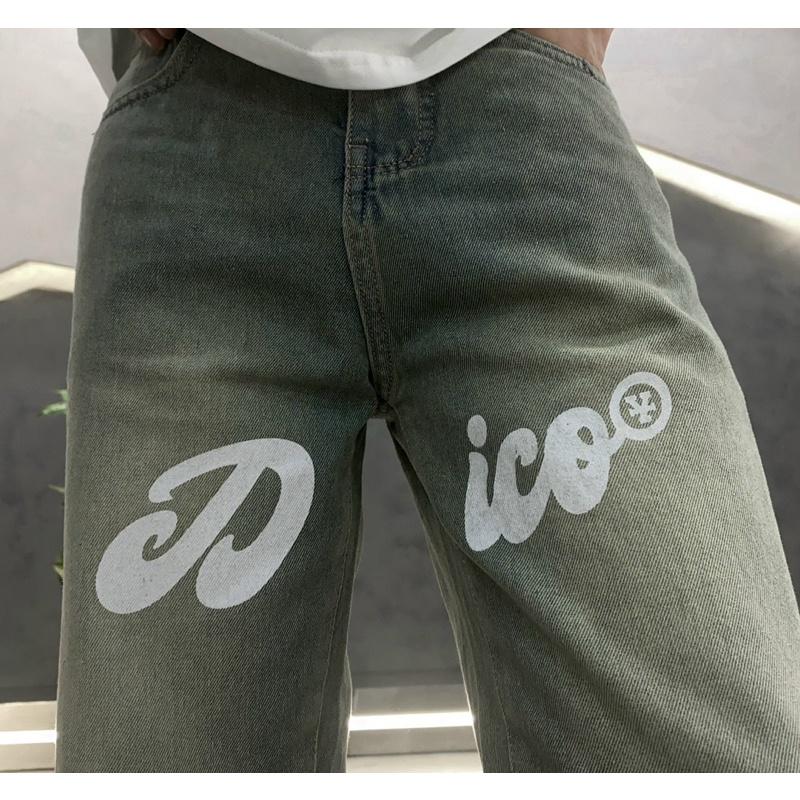 Jeans nam loang màu baggy jeans ống rộng in chữ Dico 844