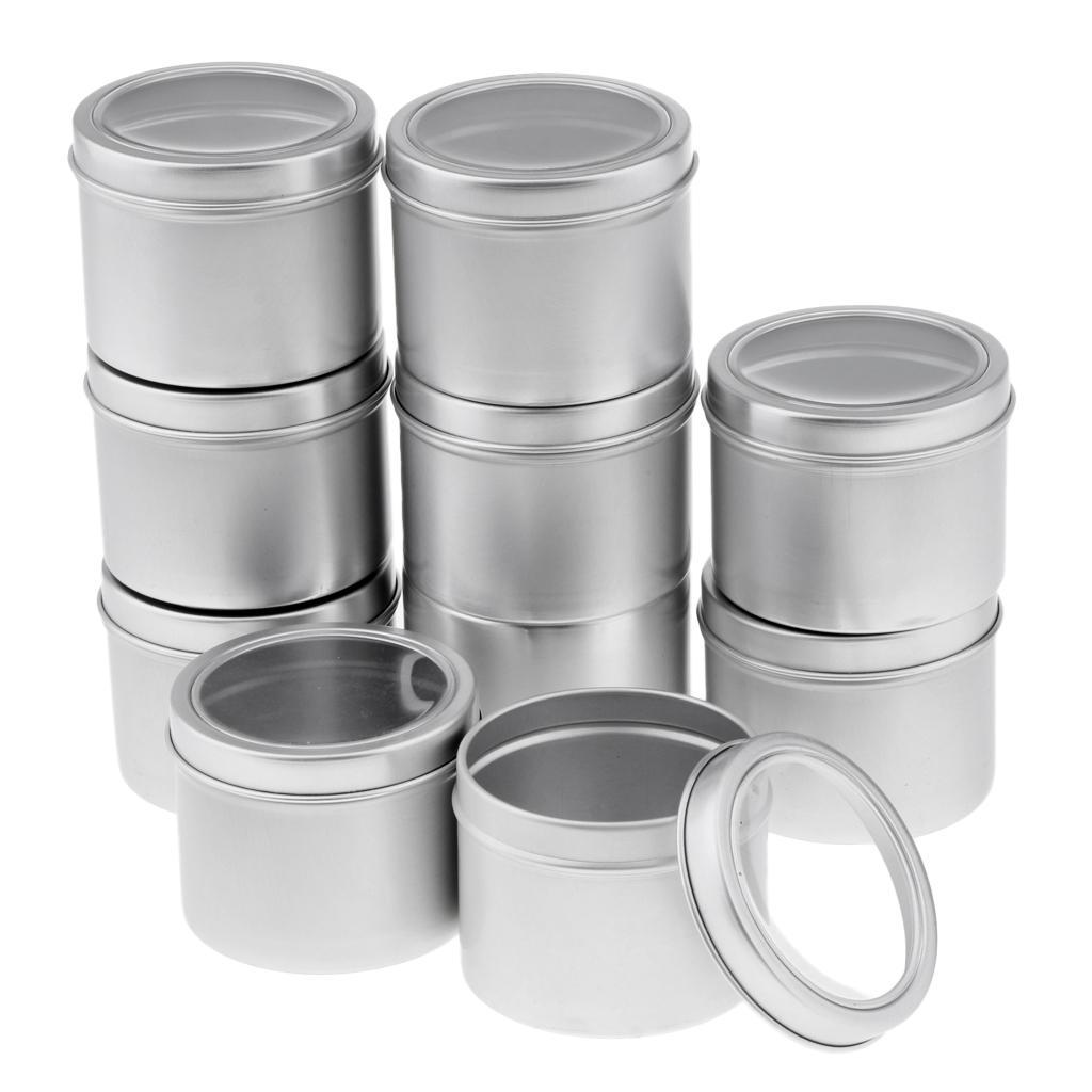 11Pc 100/60ml Empty Aluminium Cosmetic Pot Jar Tin Container with Screw Lids
