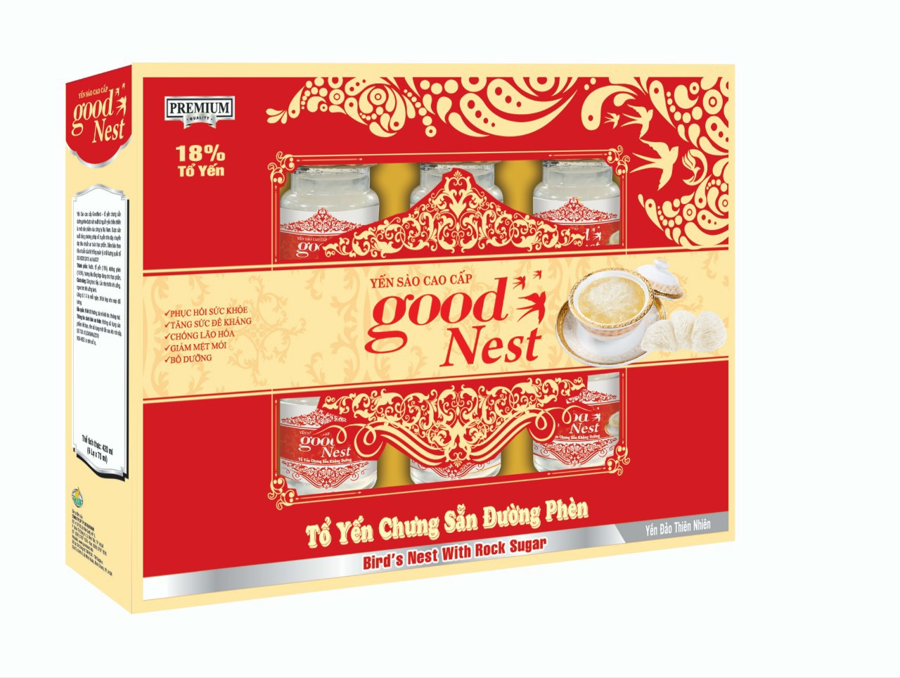 Nước Yến Sào Cao Cấp Good Nest Đường Phèn (6 Lọ × 70ml) 18% yến