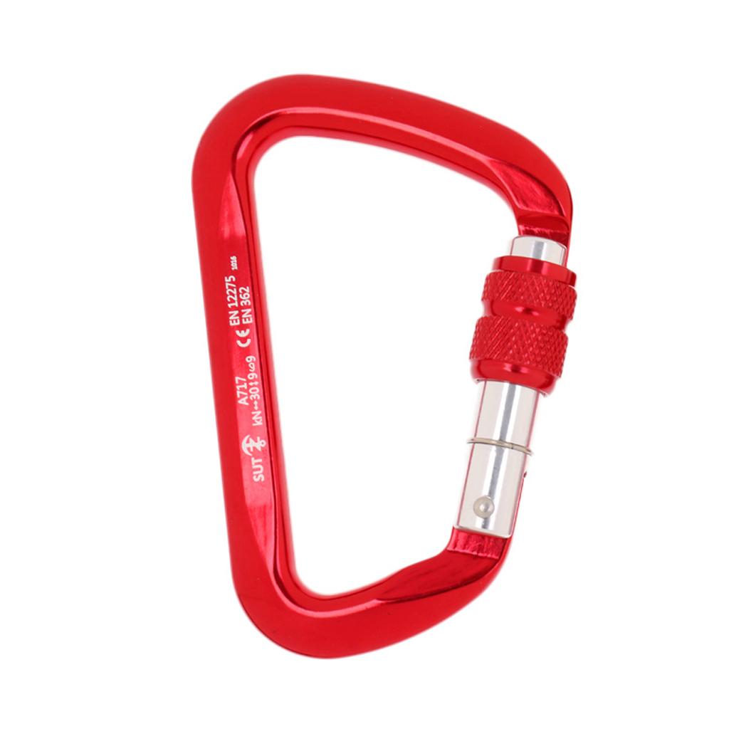 30KN 6720LB Aluminum Alloy D Shape Screw Locking Climbing Carabiner