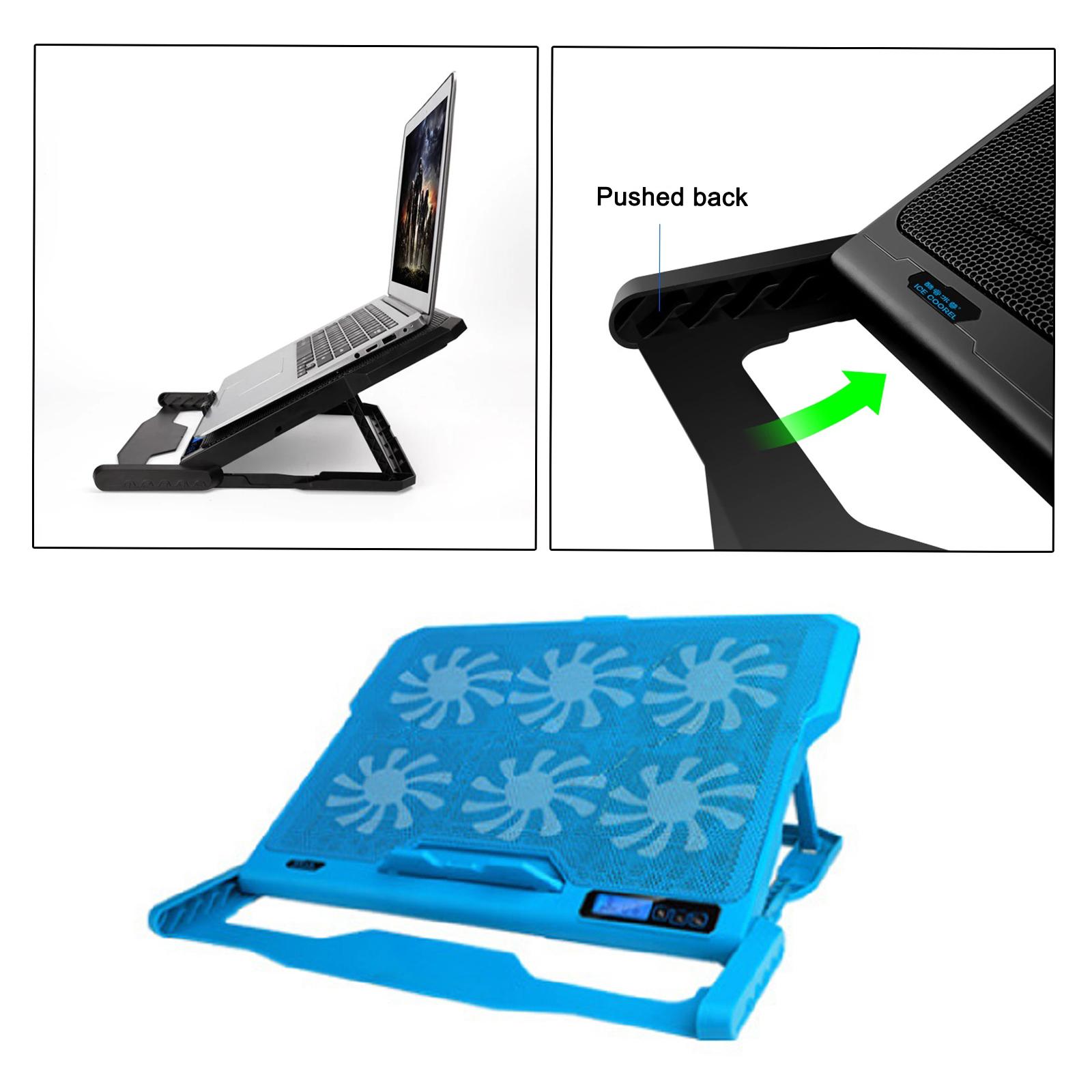 Laptop Cooling Pad, Laptop Cooler Pad 6 Quiet Led Fans Dual USB Powered Gaming Laptop Cooling Stand for Laptop Computer, Wind Speed Adjustable