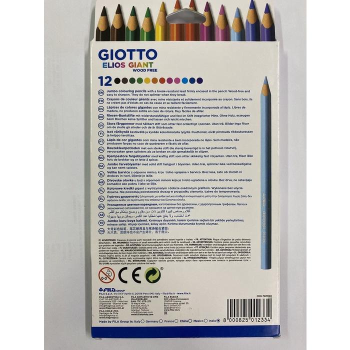Hộp bút chì 12 màu thân to nhập khẩu Ý GIOTTO Elios Wood Free 221500