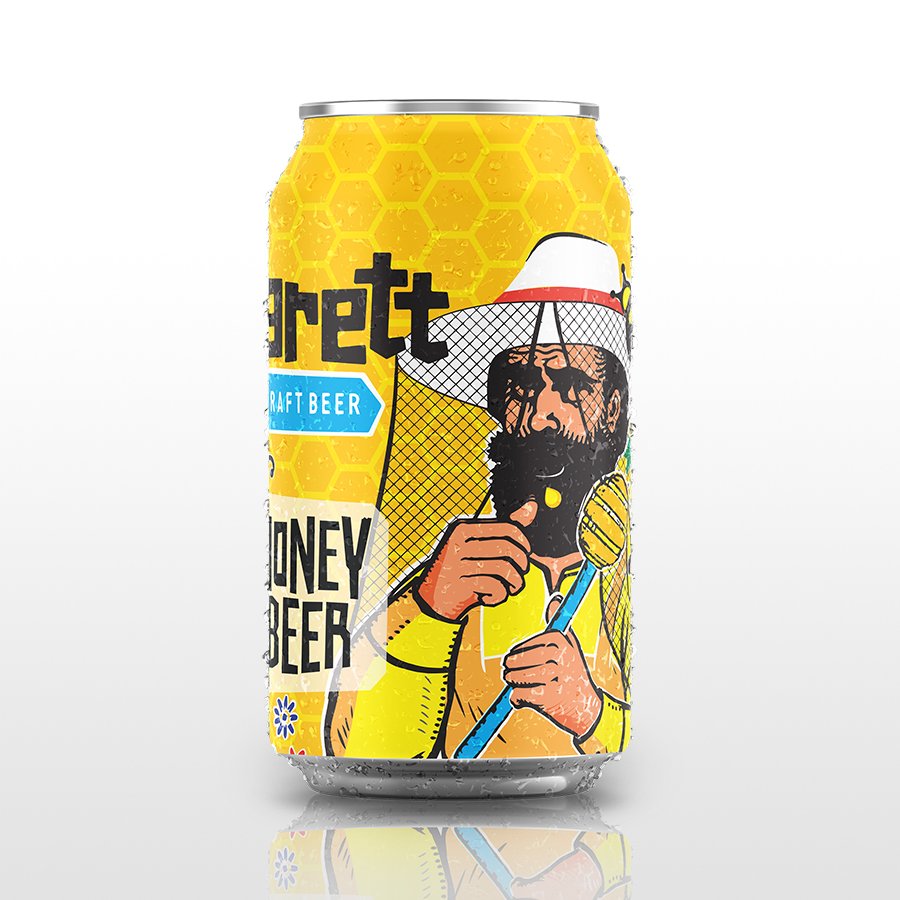 Bia thủ công Barett thùng 6 lon - vị Honey Beer (330ml/lon)