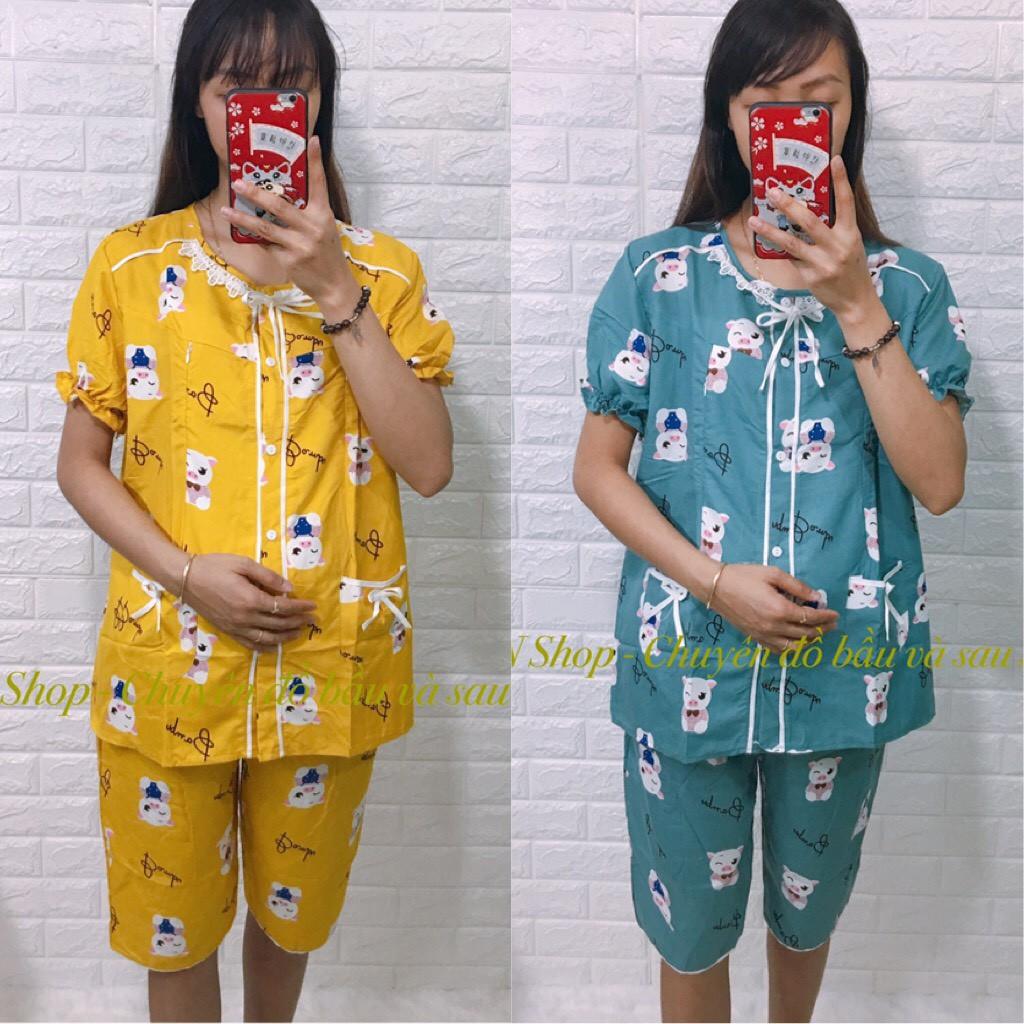 Bộ bầu và sau sinh CỘC TAY chất kate thái mặc nhà cho con bú