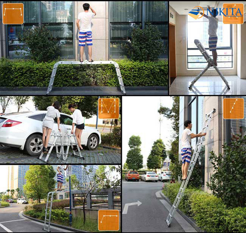 Thang nhôm gấp 4 khúc Nikita Nik34 chân thẳng